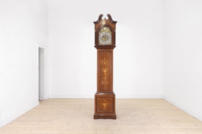 Lot 345 - An Edwardian inlaid rosewood musical longcase clock