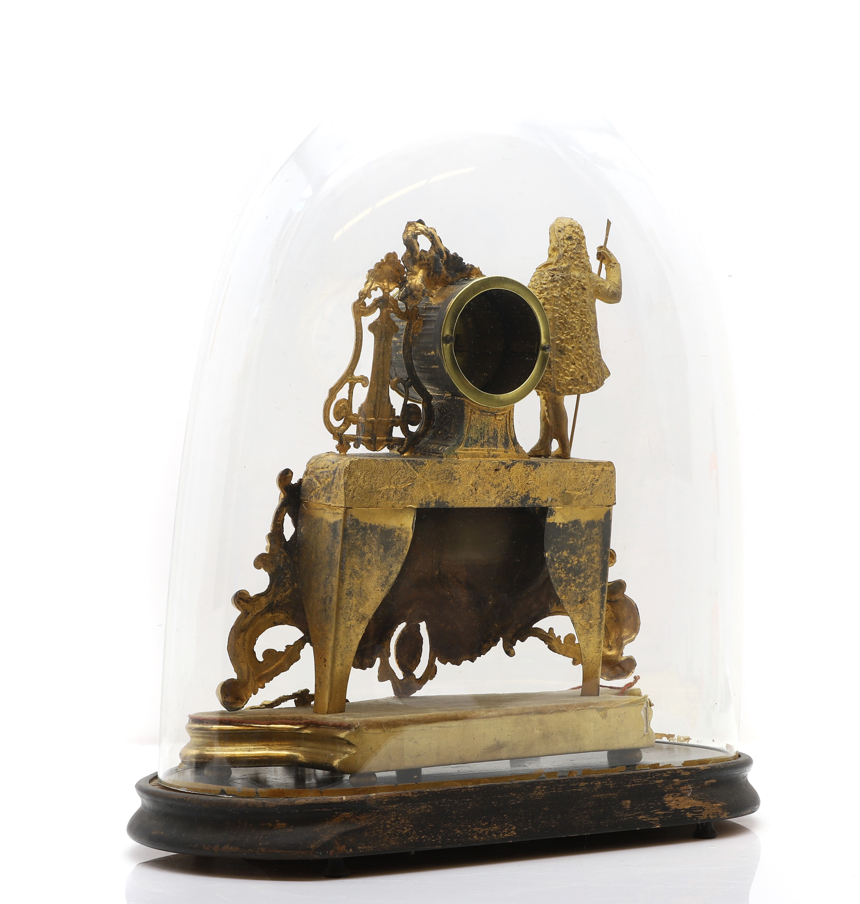 Lot 443 A French gilt metal mantel clock,