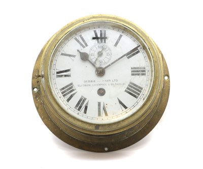 Lot 448 - A brass cased ships clock