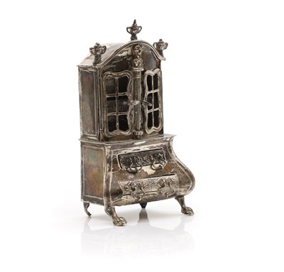 Lot 19 - A Dutch silver novelty miniature cabinet on stand