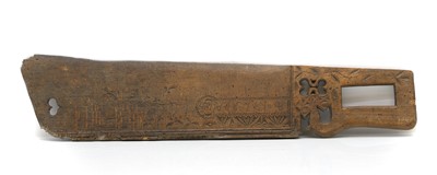 Lot 495 - A Danish folk art carved wood linen folder