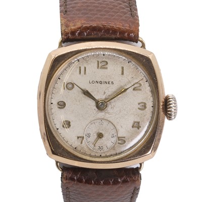 Lot 1454 - A 9ct gold Longines mechanical strap watch