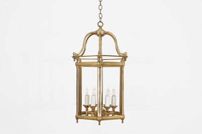 Lot 119 - A George III brass and glass hall lantern