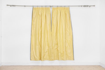 Lot 545 - Two pairs of yellow silk curtains