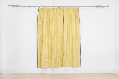 Lot 545 - Two pairs of yellow glazed cotton curtains