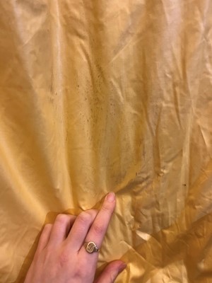 Lot 545 - Two pairs of yellow glazed cotton curtains