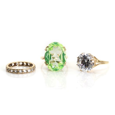 Lot 1313 - Two synthetic gemstone rings