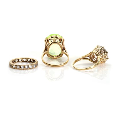 Lot 1313 - Two synthetic gemstone rings