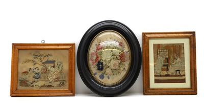 Lot 542 - A group of wool and silkwork pictures