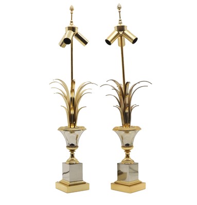 Lot 757 - A pair of gilt metal table lamps