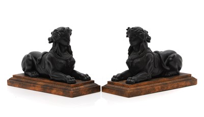 Lot 465 - A pair of black basalt figures