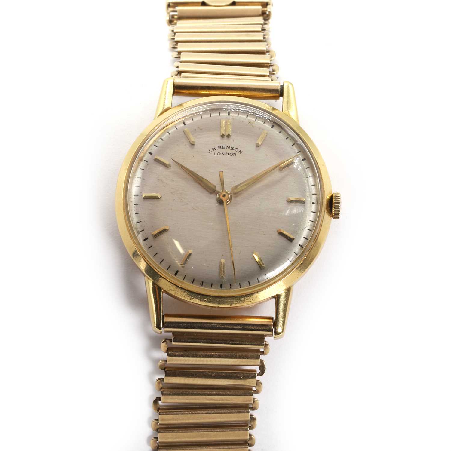 Lot 1492 - An 18ct gold JW Benson watch on a later 9ct gold bracelet