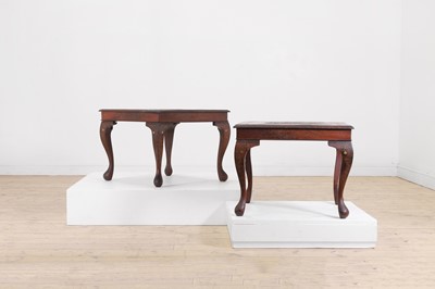 Lot 470 - A pair of hardwood and brass-inlaid occasional tables