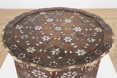 Lot 432 - A wooden, mother-of-pearl, bone and metal-inlaid octagonal table