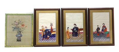 Lot 307 - A collection of three Chinese pith paper paintings