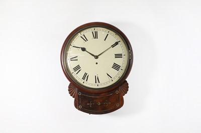 Lot 522 - A mahogany drop-dial wall clock