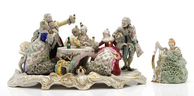 Lot 337 - A Irish Dresden porcelain figure group