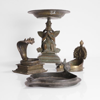 Lot 218 - An Indian bronze Garuda lamp stand