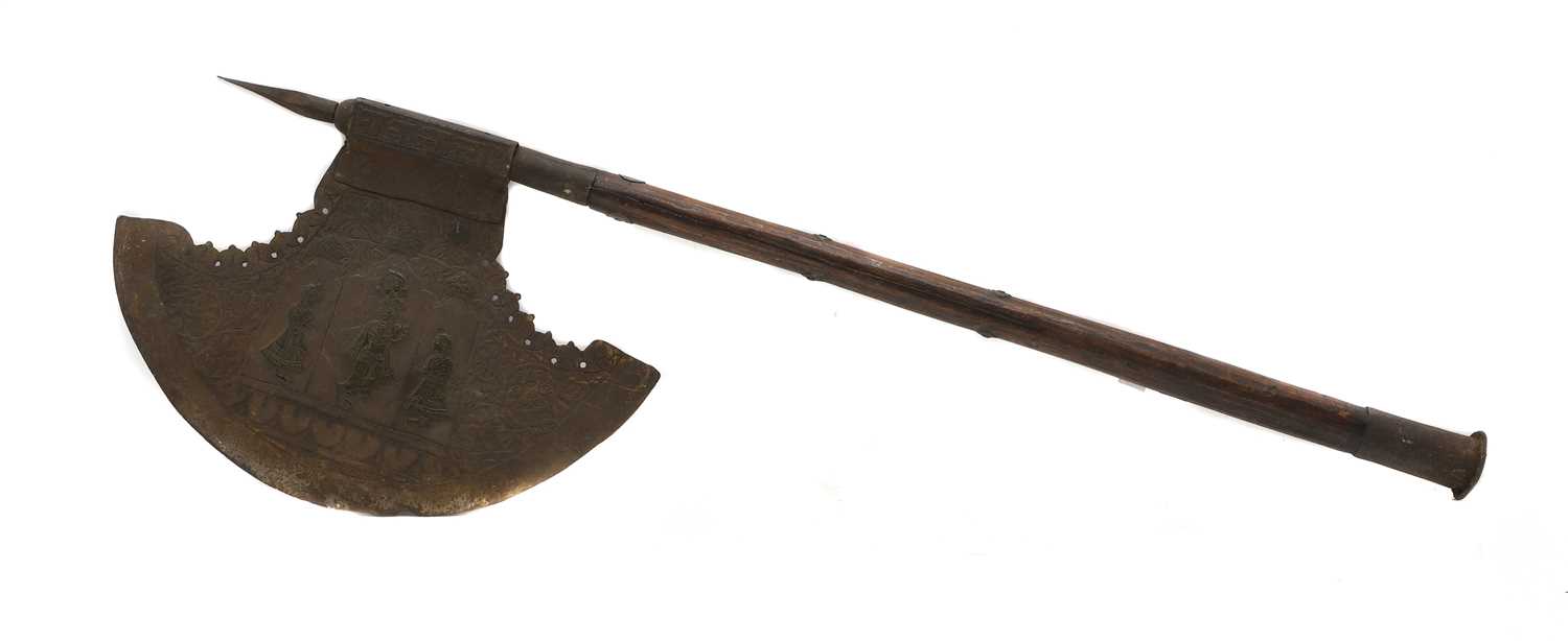 Lot 605 - An Indian battle axe