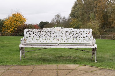 Lot 637 - A painted cast iron Coalbrookdale-style garden bench