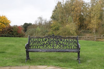 Lot 631 - A painted cast iron Coalbrookdale-style garden bench