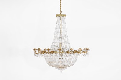 Lot 543 - A George III-style cut-glass and brass chandelier