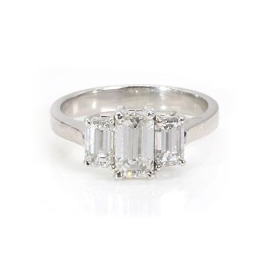 Lot 161 - A platinum and diamond three stone ring