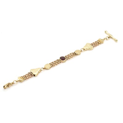 Lot 1191 - A 9ct gold garnet bracelet/Albertine