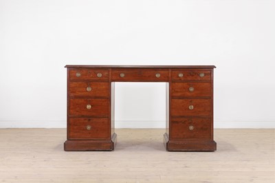 Lot 370 - A fiddleback mahogany pedestal desk by Gillows