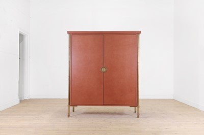 Lot 376 - An oak and leather 'Rivoli' cabinet by Soane