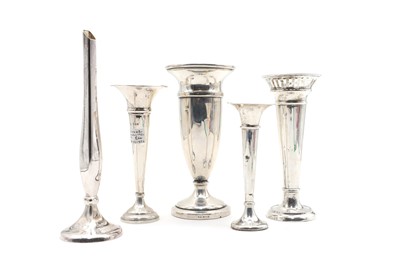 Lot 44 - A group of five silver vases