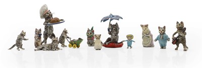 Lot 243 - A collection of painted bronze minature figures