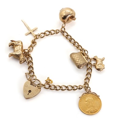 Lot 1434 - A 9ct gold charm bracelet