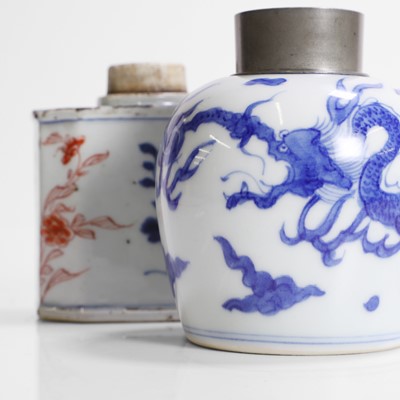 Lot 340 - Two Chinese porcelain tea caddies