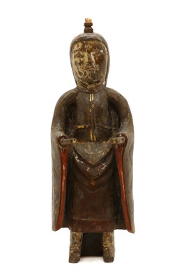 Lot 95A - A Chinese carved and painted wood deity