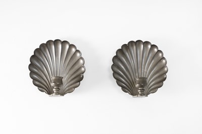 Lot 86 - A pair of pewter wall sconces