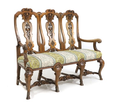 Lot 683 - A Queen-Anne style walnut chair-back settee