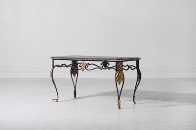 Lot 490 - A painted wooden and wrought-iron coffee table
