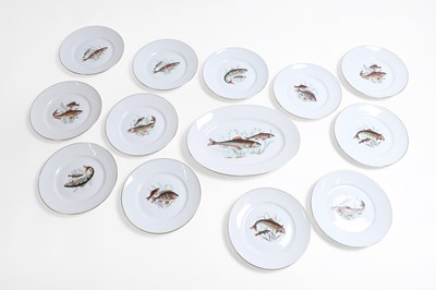 Lot 342 - A group of Richard Ginori porcelain 'Fish' plates