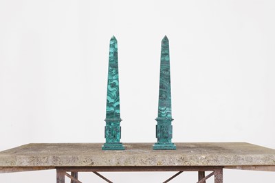 Lot 333 - A pair of malachite obelisks