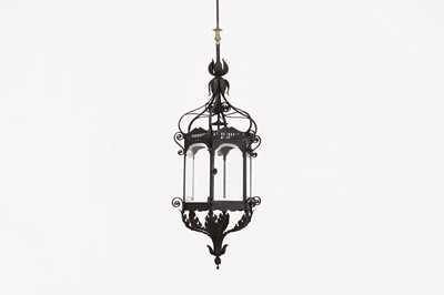 Lot 284 - A large wrought-iron hall lantern