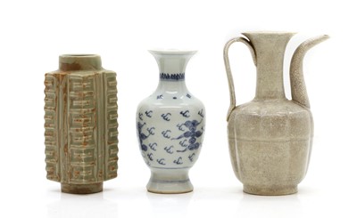 Lot 206 - A Chinese celadon-glazed cong vase