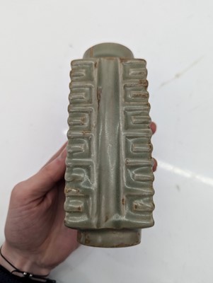 Lot 206 - A Chinese celadon-glazed cong vase