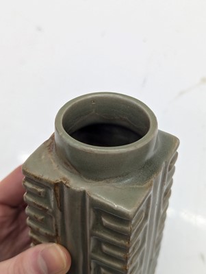 Lot 206 - A Chinese celadon-glazed cong vase