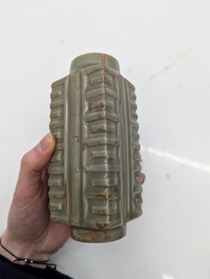 Lot 206 - A Chinese celadon-glazed cong vase