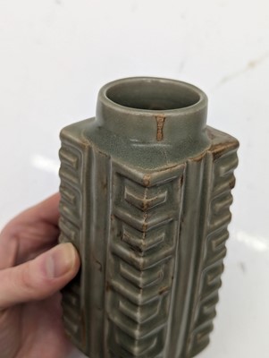 Lot 206 - A Chinese celadon-glazed cong vase