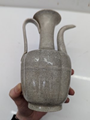 Lot 206 - A Chinese celadon-glazed cong vase