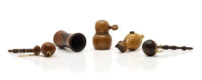 Lot 325 - A treen and horn whistle/bird call