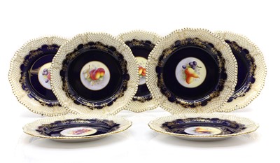 Lot 342 - A set of seven Royal Worcester porcelain cabinet plates