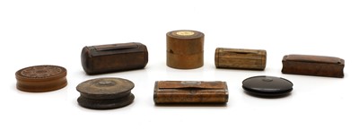 Lot 342 - A group of eight turned wooden snuff boxes